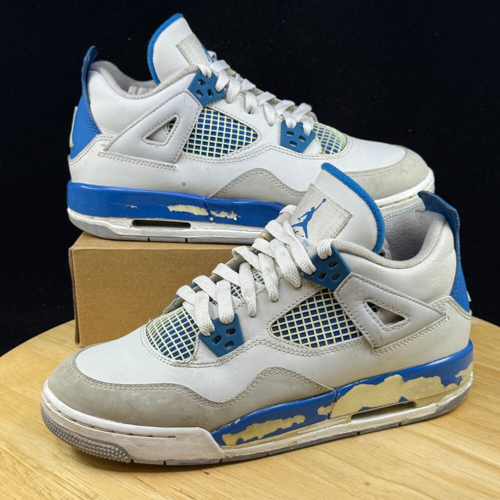 2012 Nike Air Jordan 4 Retro GS 'Military Blue' Shoes 408452-105 Size 5.5Y/ 7 W